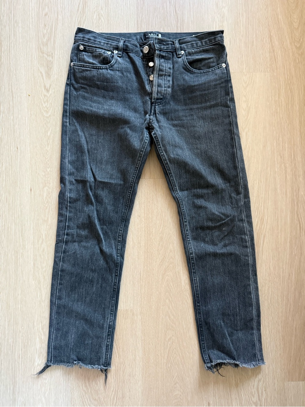 A.P.C. Washed Black Straight Cropped Jeans